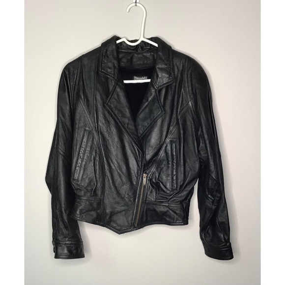 Vintage Wilsons Black Leather Moto Jacket Thinsulate Tie Up Back Biker Coat Sz S - Picture 10 of 10